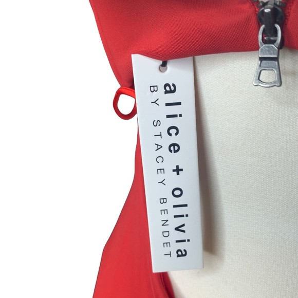 NWT ALICE + OLIVIA Nelle Nylon Cutout Maxi Dress in Bright Poppy 10 Square Neck - Picture 8 of 12